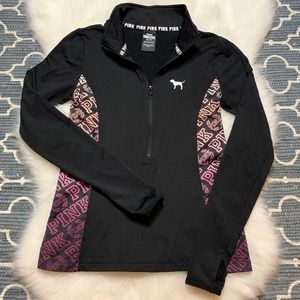 Pink VS ultimate 1/2 zip pullover XS ombré logo